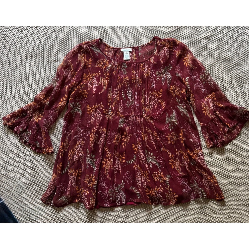SUNDANCE Winthrop Garden Blouse Top Tassel Boho Size M